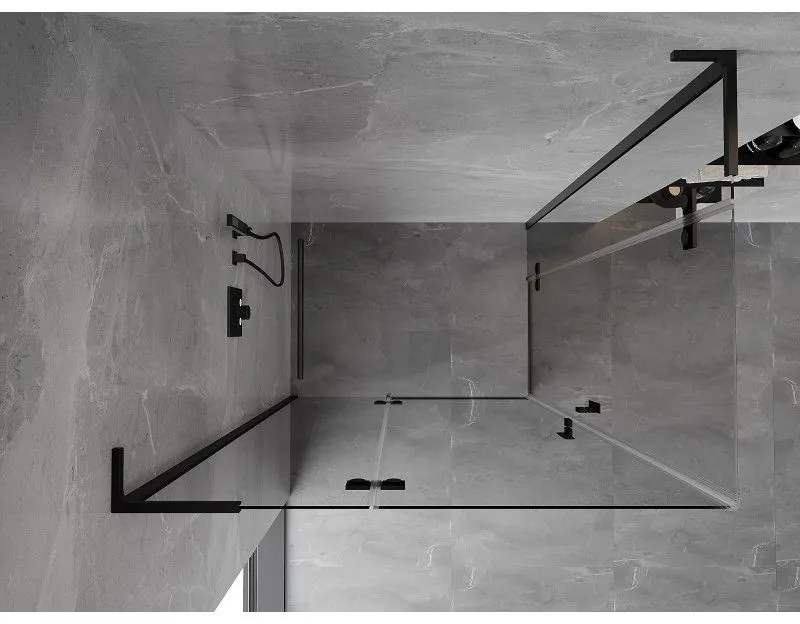 Mexen Mist-H L Duo, 2-krídlový sprchový kút 110 x 75 cm, číre sklo, čierny profil, 8A5L-110L-075P-70-00