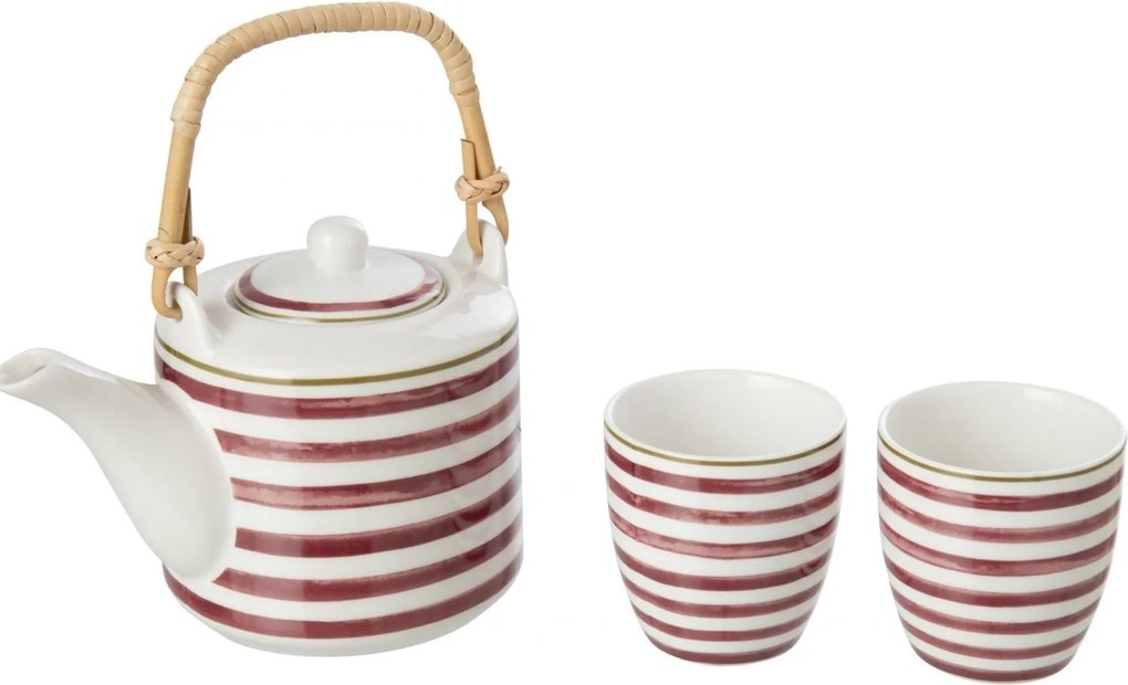 Sada kanvička a 2 hrnčeky Burgundy & Olive - 16 * 11,5 * 12 cm / 600ml