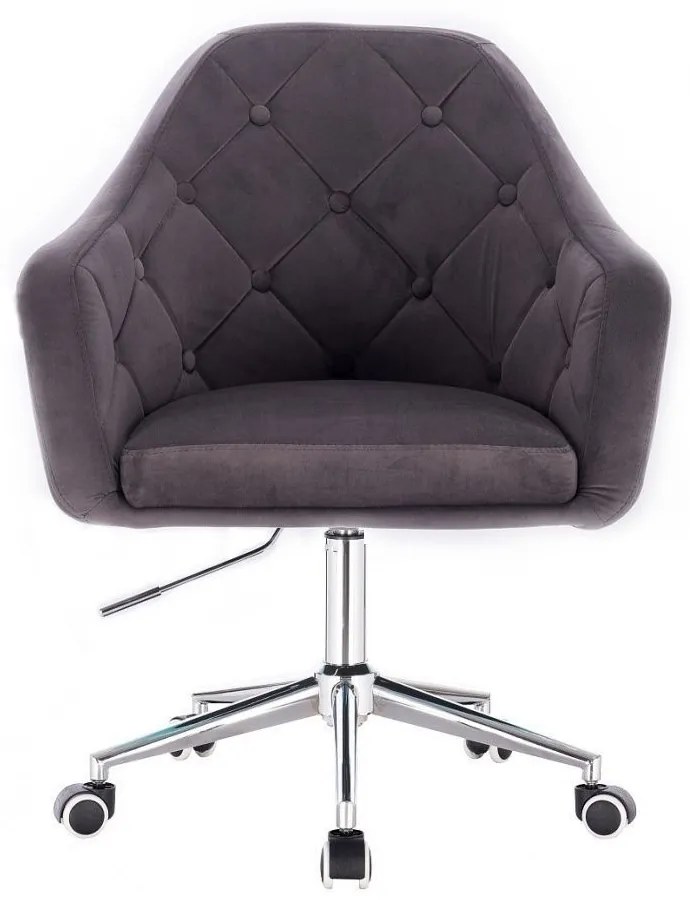 LuxuryForm DESIGN Kreslo ANDORA VELUR na striebornej podstave s kolieskami - tmavo šedé