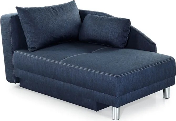 Pohovka s bočnou opierkou Roy, modrá tkanina, rozkladacia