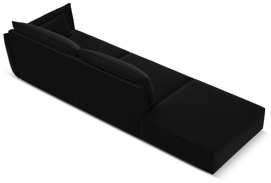Čierna zamatová pohovka pravý roh 264 cm Vanda – Mazzini Sofas