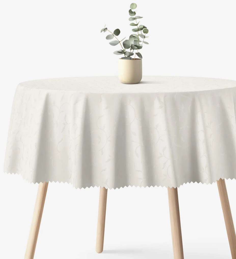 Goldea sviatočný okrúhly teflónový obrus - smotanový s veľkými ornamentmi Ø 110 cm