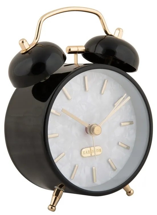 Dizajnový budík Karlsson 6009BK čierny, priemer 12cm