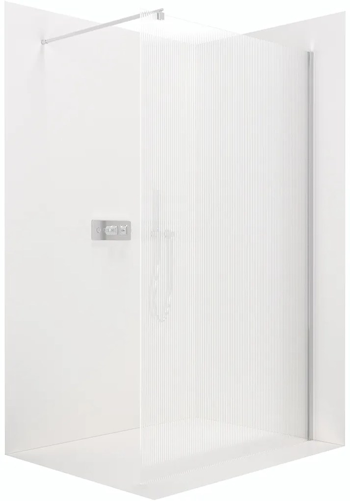 CERANO - Sprchová zástena Walk-in Onyx Ľ/P - guľatá vzpera - chróm, ryhované sklo - 70x200 cm, CER-CER-8050BD324