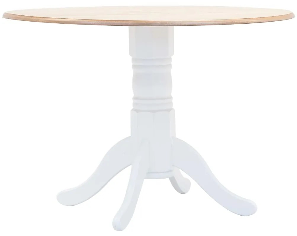 vidaXL Jedálenský stôl biely a hnedý 106 cm masívne kaučukovníkové drevo