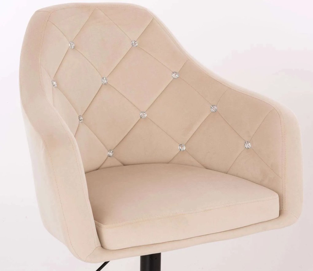 LuxuryForm DESIGN Kreslo ROMA VELUR na striebornom tanieri - krémové