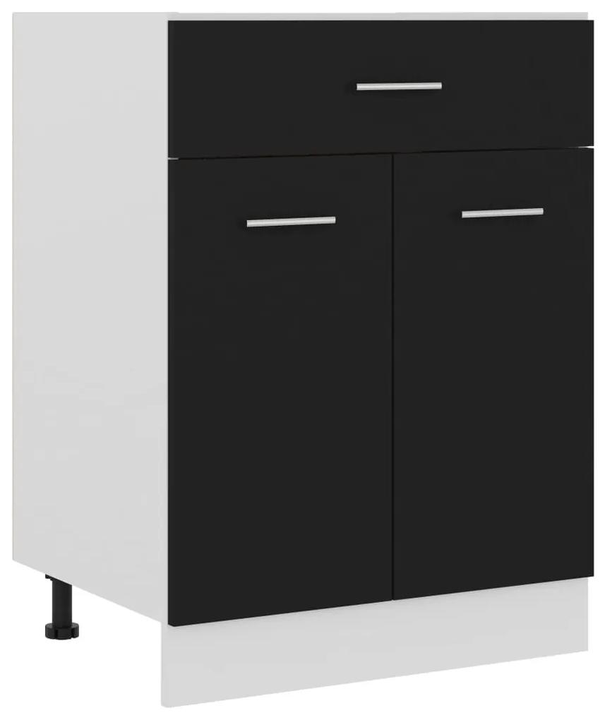 Spodná skrinka+zásuvka, čierna 60x46x81,5cm, drevotrieska