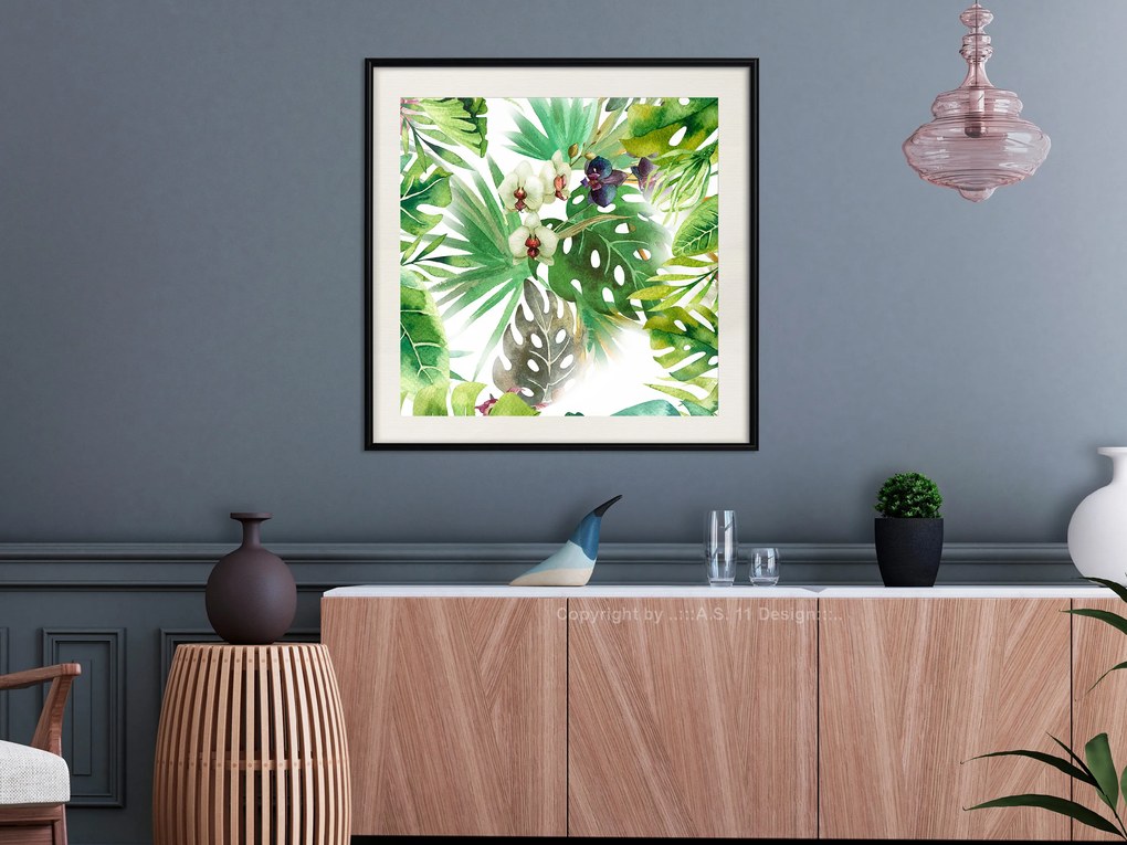 Artgeist Plagát - Tropical Shadow (Square) [Poster] Veľkosť: 50x50, Verzia: Zlatý rám