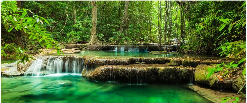 Obraz - Vodopád Erawan v Kanchanaburi, Thajsko (120x50 cm)