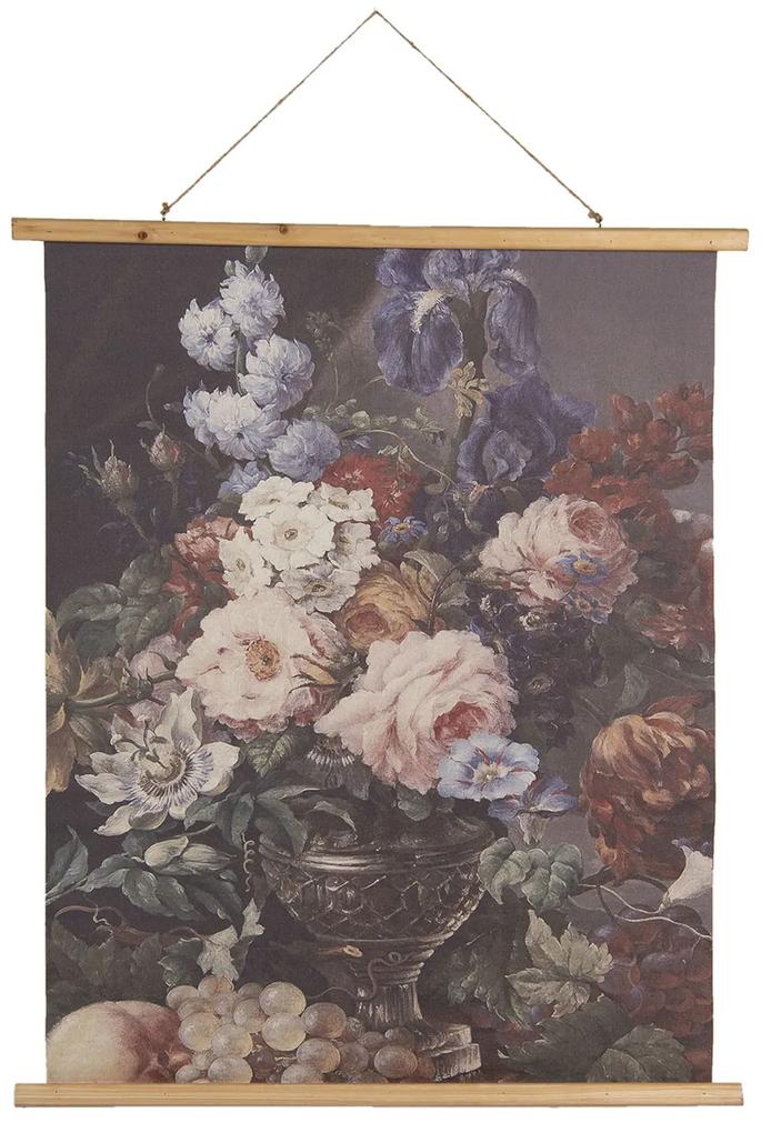 Nástenný plagát zobracující maľbu zátišie kvetín a ovocia - 80 * 2 * 100 cm