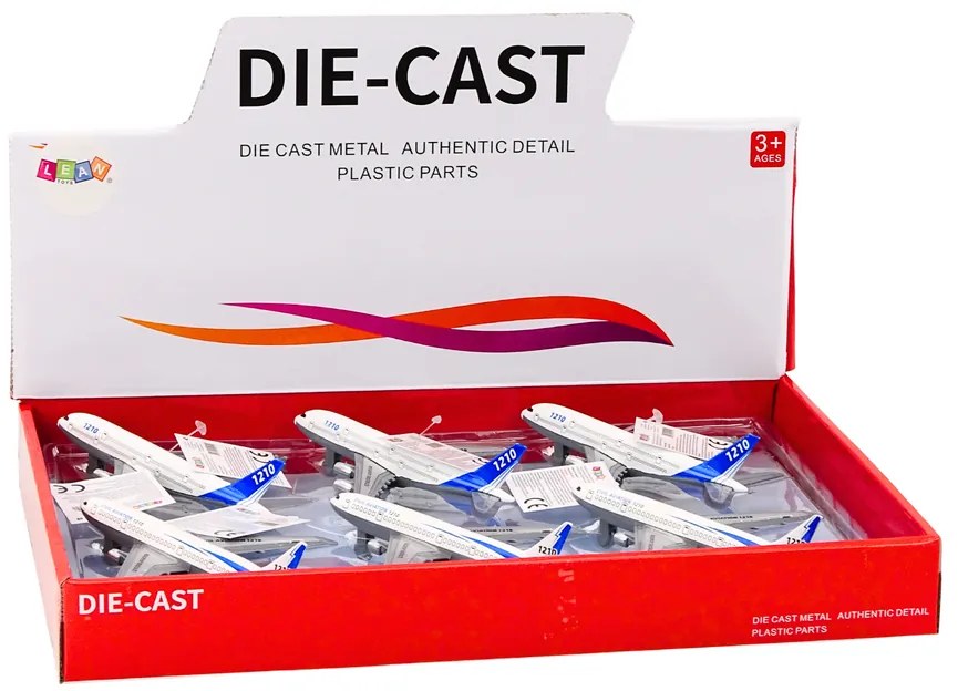 LEAN TOYS Kovové osobné lietadlo, trecí pohon – biela
