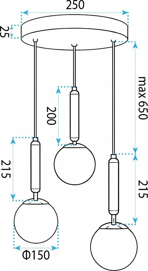 Toolight Toolight, ZÁVESNÁ STROPNÁ LAMPA G179-3CP GOLD, OSW-07823