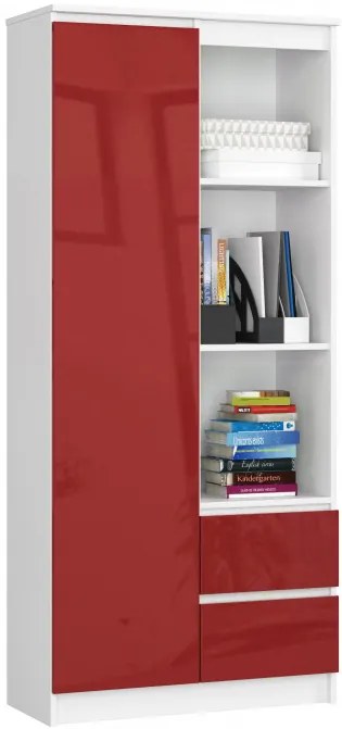 Regál R11 R80 1D 2SZ CLP biely / červený lesk