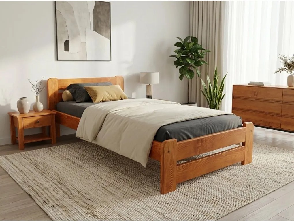 Posteľ Laura 80 x 200 cm, jelša Rošt: S lamelovým roštom, Matrac: Matrac DELUXE 10 cm