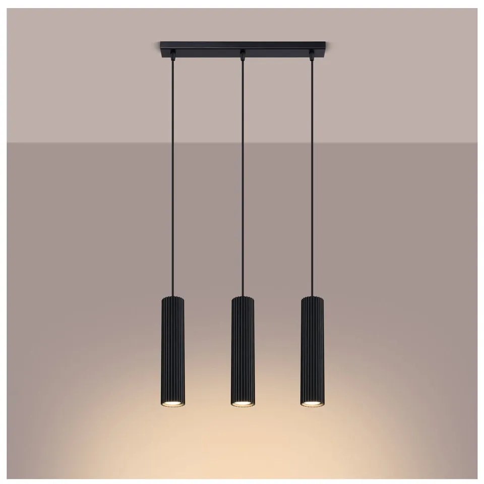 Čierne závesné svietidlo Gleam – Sollux