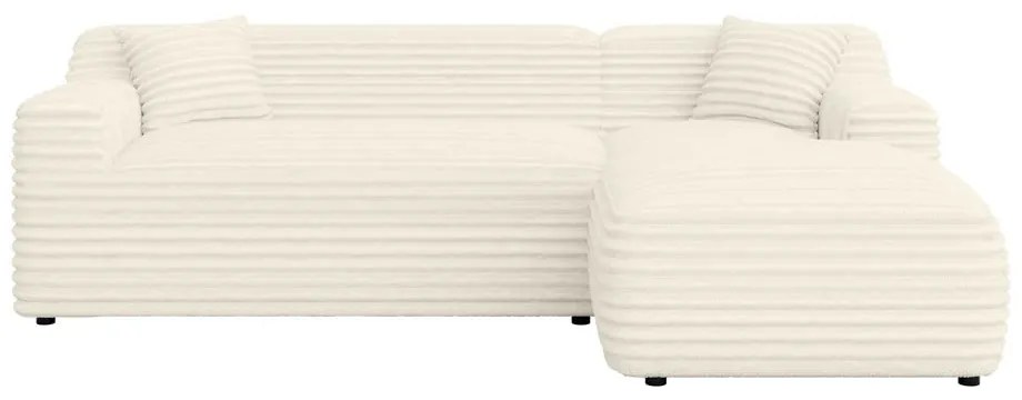 Krémová menčestrová rohová pohovka (pravý roh/s leňoškou) Martin – Ropez