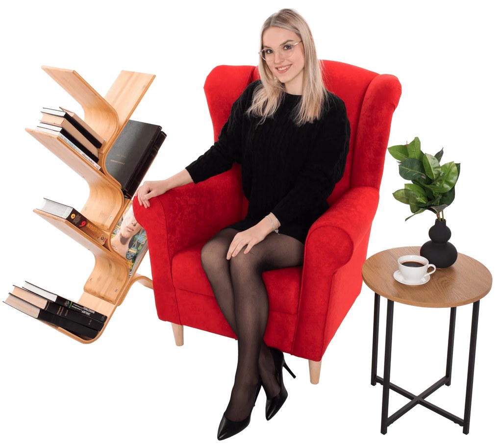 Tempo Kondela Kreslo ušiak, látka červená, CHARLOT