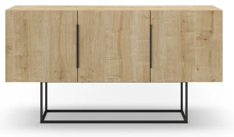 Nízka komoda v dekore duba v prírodnej farbe 150x80 cm Titan – Marckeric