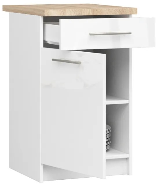 Spodná kuchynská skrinka s doskou OLIWIA S50 SZ1 biela, lesk