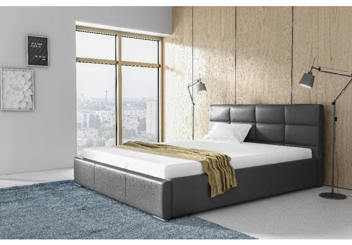 Elegantná posteľ Garret s úložným priertorom šedá eko koža 160 x 200