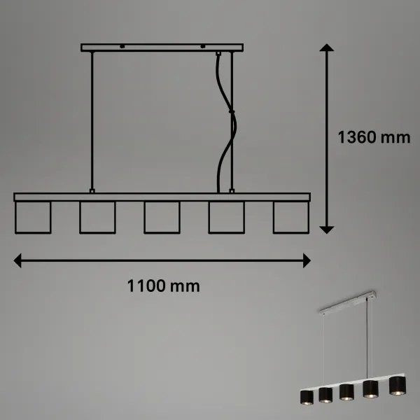 Briloner - Luster na lanku LURI 5xE14/25W/230V kaučukovník