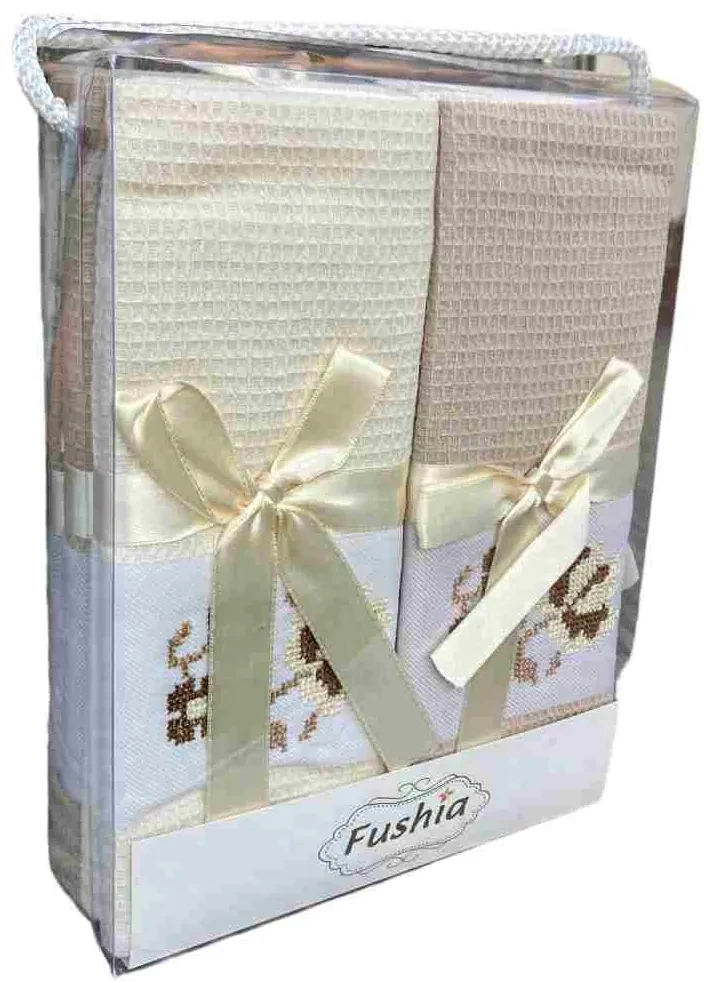 6-dielna sada vaflových utierok Flowers beige