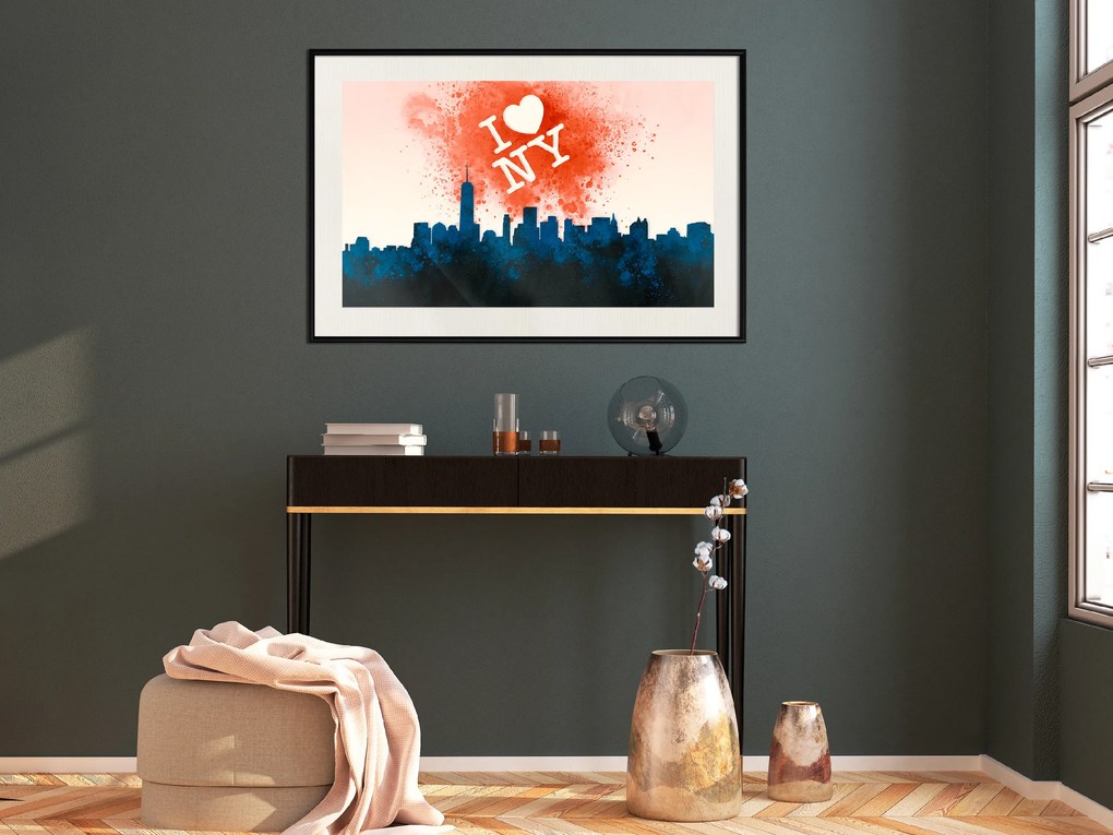 Artgeist Plagát - I Love NY [Poster] Veľkosť: 30x20, Verzia: Čierny rám s passe-partout