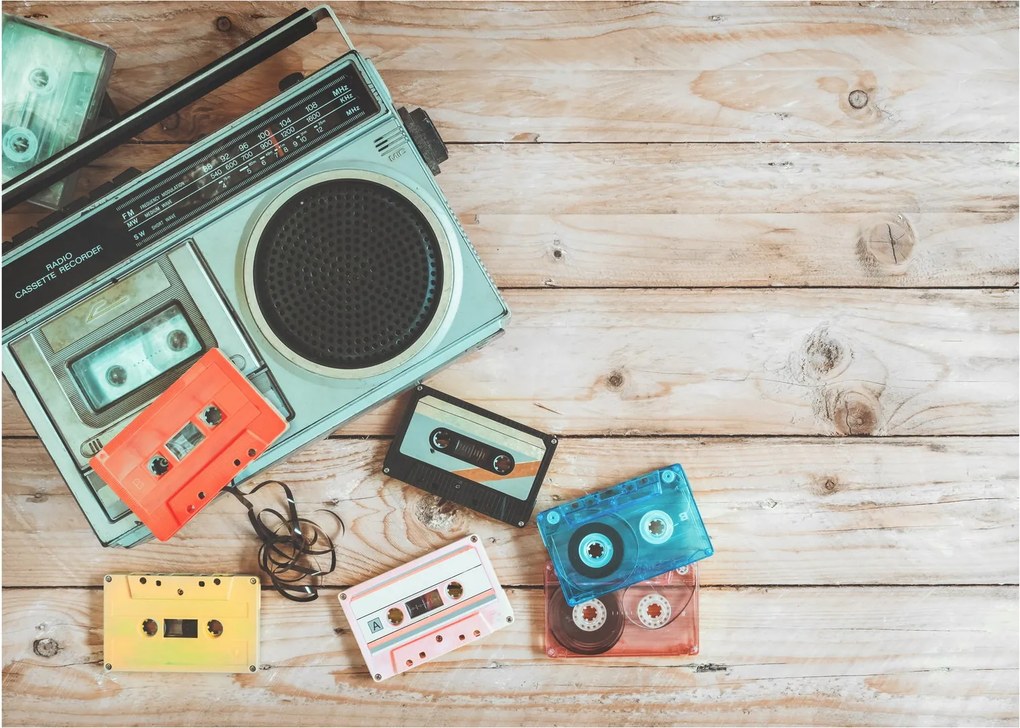 Sklenený obraz - Retro rádio (70x50 cm)