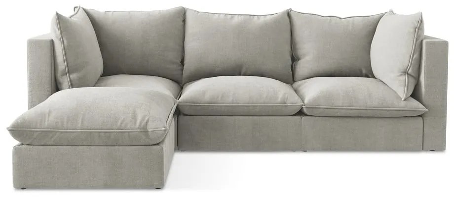 Svetlosivá rohová pohovka (ľavý roh/s leňoškou) Manao – Makamii