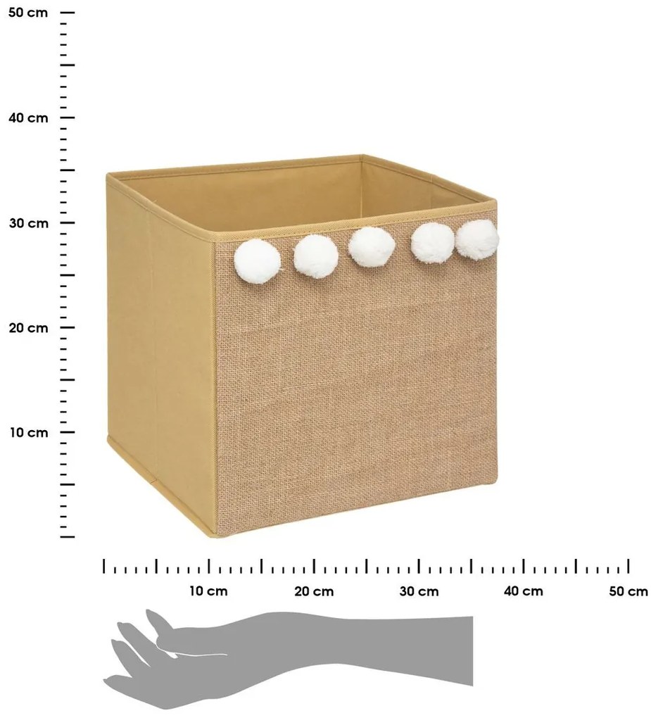 Úložný box Pompoms, 29x29x29 cm, béžová