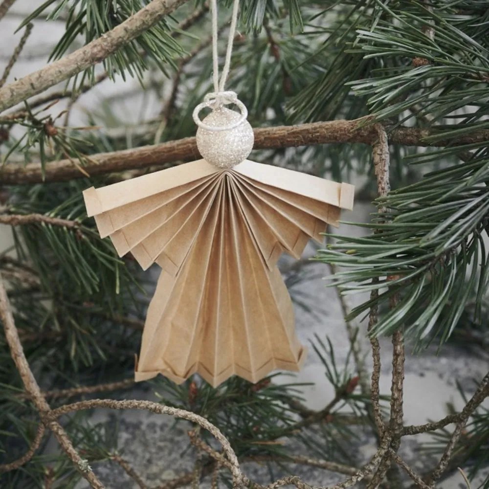 House Doctor Vianočná ozdoba papierový anjel ANGELS 12 cm prírodná