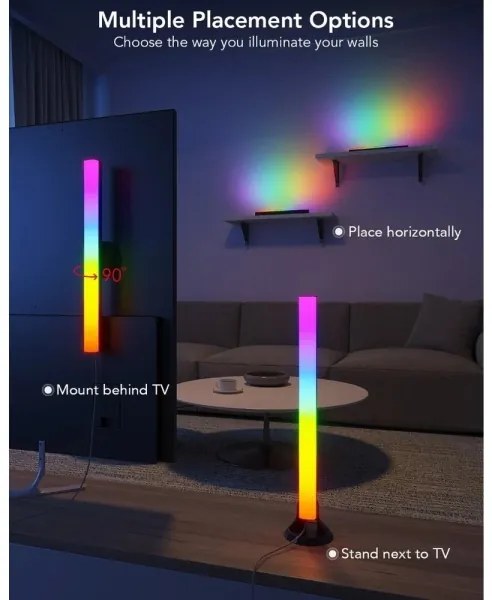 Govee - SMART LED RGBIC panel 38 cm pre TV 43-75" - 2 ks Wi-Fi