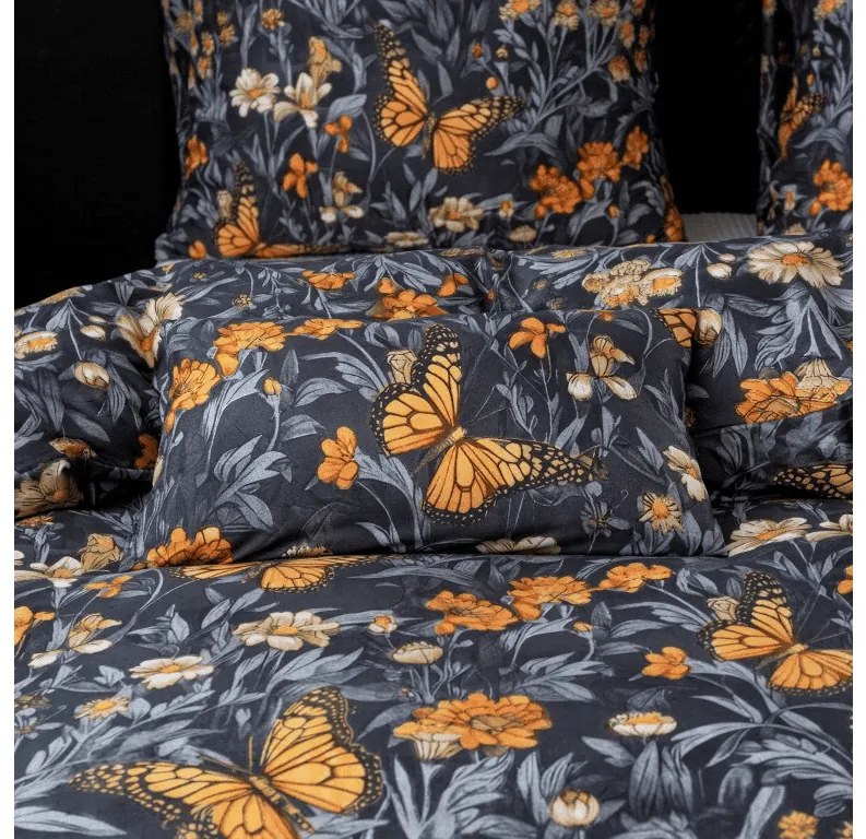 Obliečky z mikrovlákna BUTTERFLY GARDEN modro sivé Rozmer obliečky: 70 x 90 cm | 140 x 200 cm