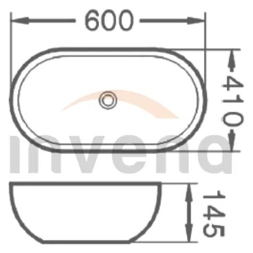 Invena Teja, umývadlo na dosku 600x420x145 mm, biela lesklá, INV-CE-09-001-C