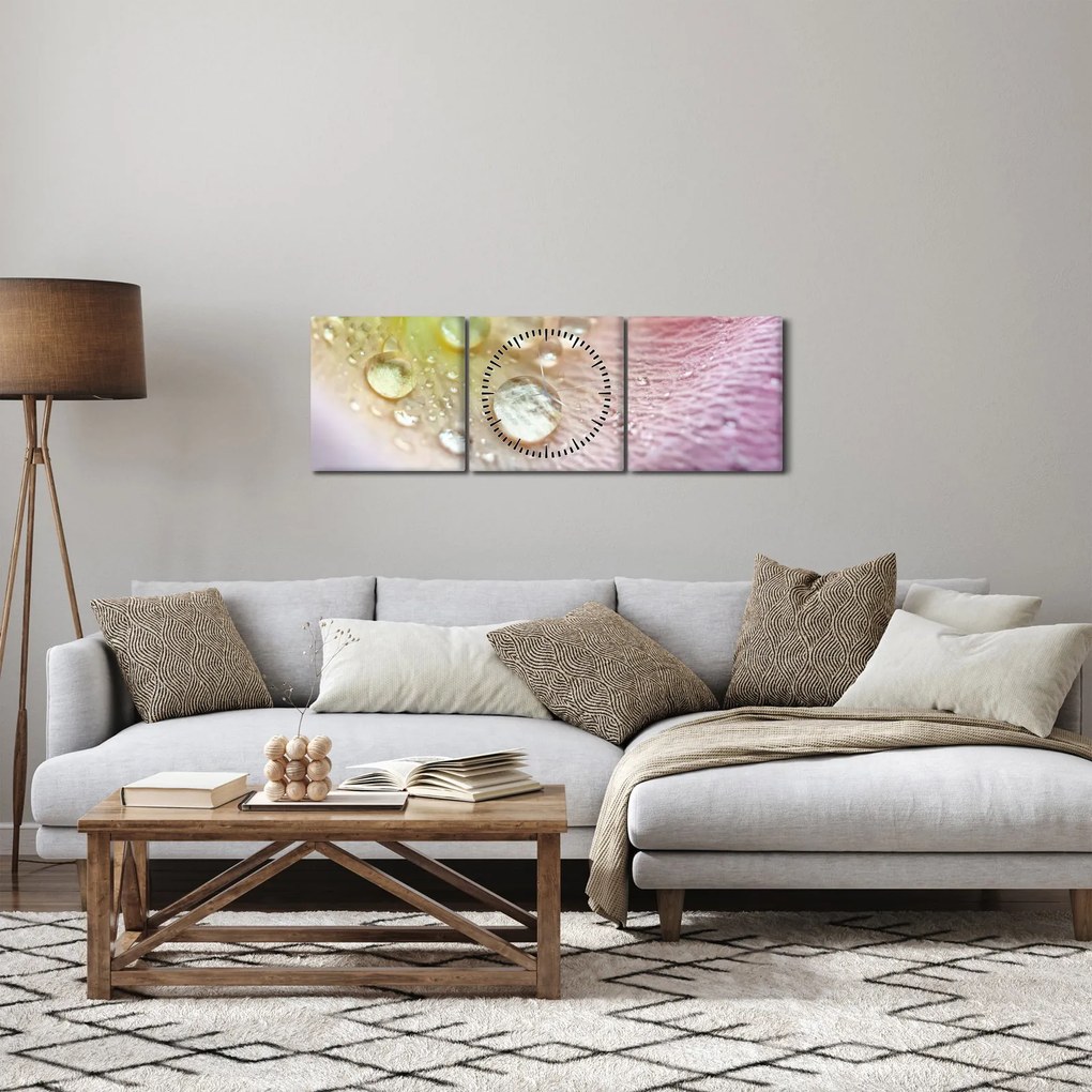 Obraz - Kvapôčky (s hodinami) (90x30 cm)