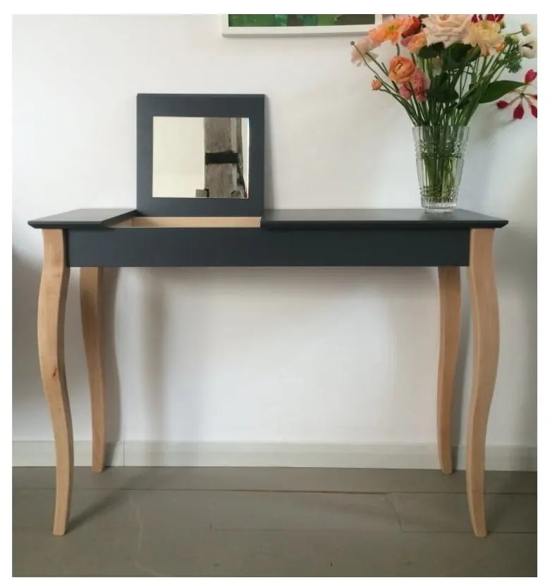 Grafitovosivý toaletný stolík so zrkadlom Ragaba Dressing Table, dĺžka 65 cm