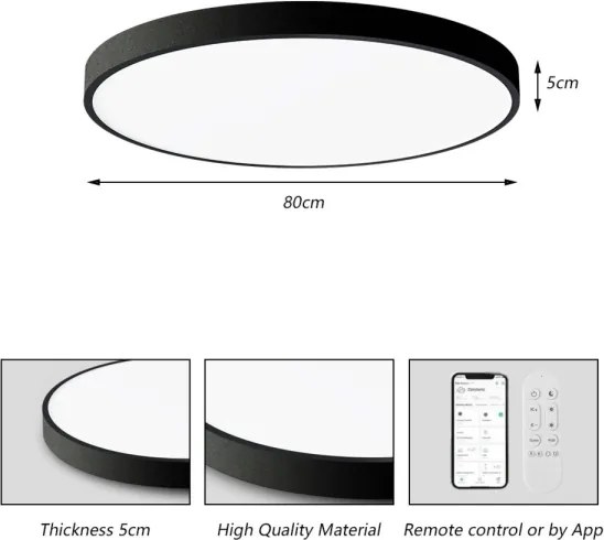 Immax NEO 07313L-LED SEMPLICI - stmievateľné stropné svietidlo 96 W/230 V, priemer 80 cm, Tuya Wi‑Fi, čierne, s diaľkovým ovládaním