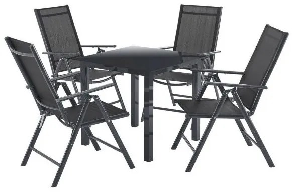 ZÁHRADNÉ KOMBO bioklimatická pergola s lamelami BestBerg BBP-9G + záhradný jedálenský set 4+1 BestBerg BBGF-62BK