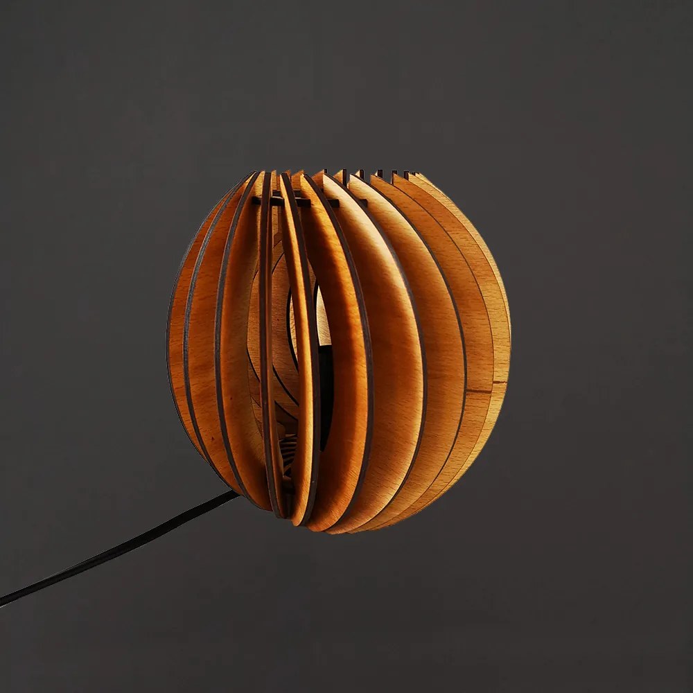 AMADEA Drevená stolná lampička guľatá, masívne drevo, rozmer 19 cm, český výrobok