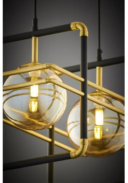 Jupiter 2026 - Luster na lanku FIORI 2xG9/10W/230V čierna/zlatá/béžová