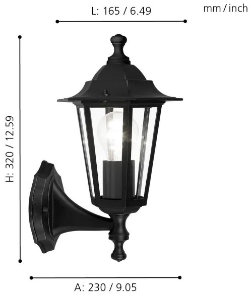 EGLO 22468 - Vonkajšie nástenné svietidlo LATERNA 4 1xE27/60W čierna