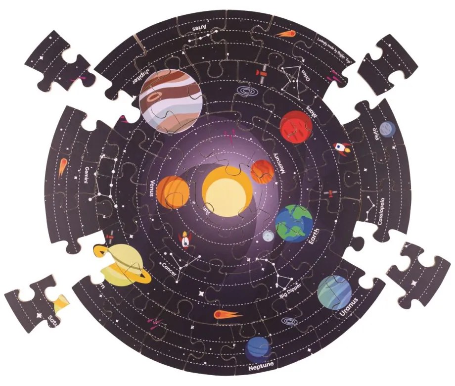 Bigjigs Toys Okrúhle podlahové puzzle Slnečná sústava 50 dielikov