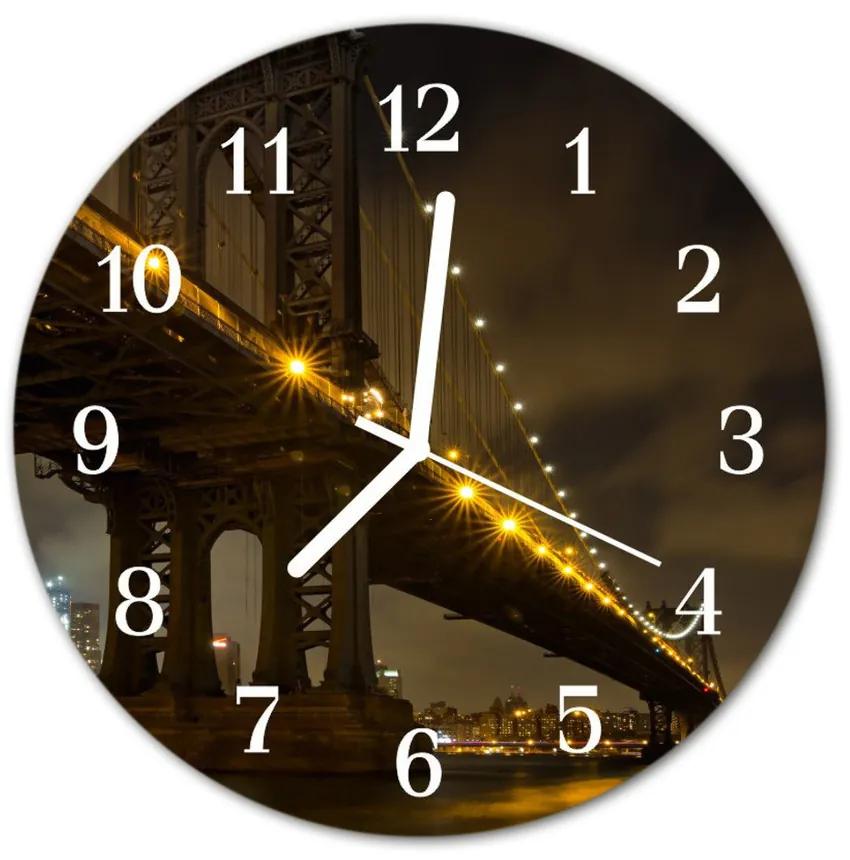 Nástenné sklenené hodiny Nočná most fi 30 cm