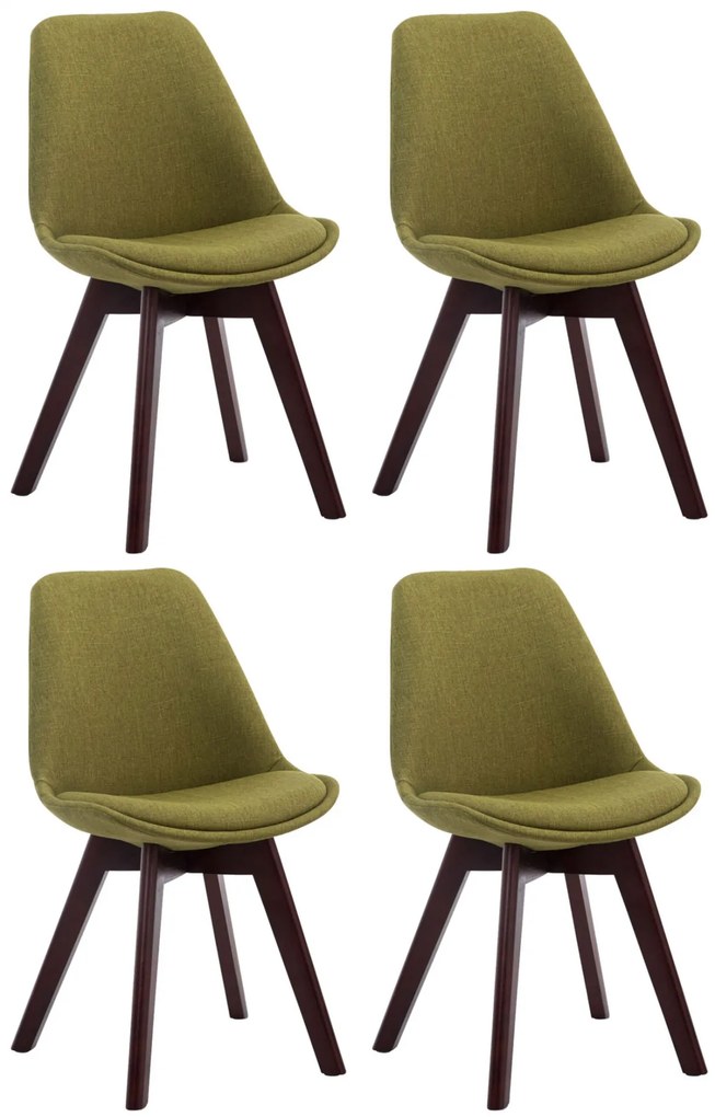 Stolička Borne V2 látka (SET 4 ks), drevené nohy orech - Zelená