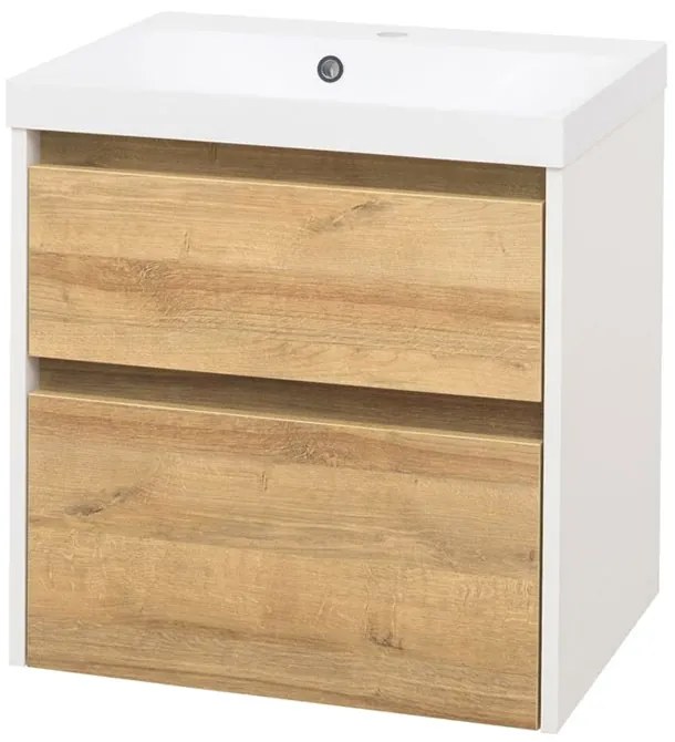 Mereo Mereo, Opto, kúpeľňová skrinka s umývadlom z liatého mramoru, 61 cm, biela, dub, biela/dub, čierna, MER-CN930M