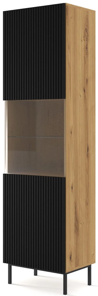 Vitrína 1DS Rowanna (dub artisan + čierna). Akcia -20%. Vlastná spoľahlivá doprava až k Vám domov. 1125021