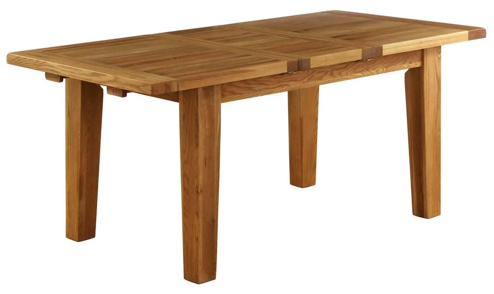 Rustikálny jedálenský rozťahovací stôl z masívu (dub) pre 4 až 6 osôb, 140-180×90×79 cm