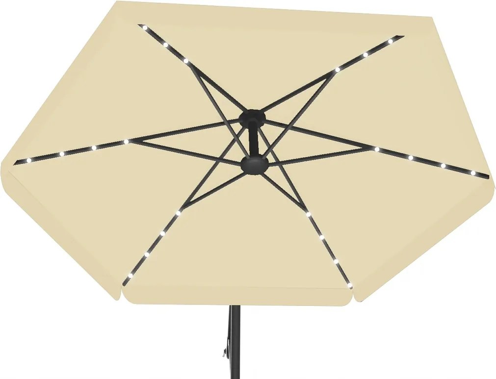 Garden Line 3 M BEŽOVÝ ZÁHRADNÝ SLNEČNÍK „BANANA“ S LED OBALOM