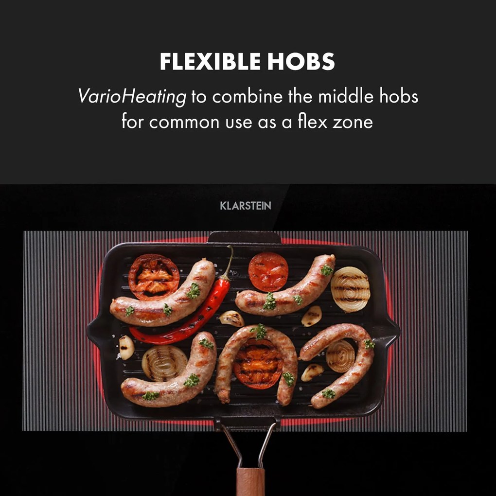 Klarstein Delicatessa 90 Slim, vstavaná indukčná varná doska, 7000 W, 4 zóny, samostatná