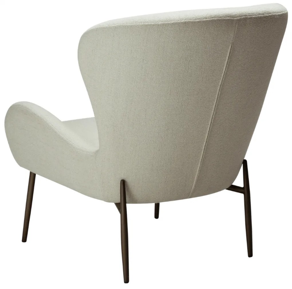 GLAM ČALÚNENÉ LOUNGE KRESLO bone white/antique brass